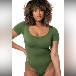 Green Square Neck Bodysuit